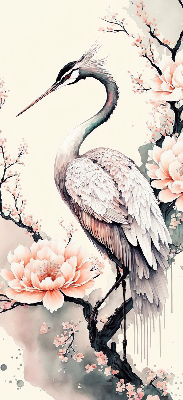 Blackout roller blind for window Heron in flowers