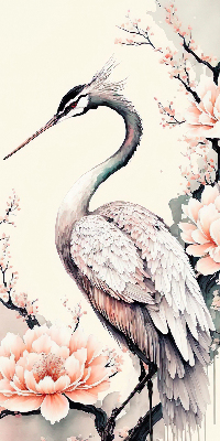 Blackout roller blind for window Heron in flowers