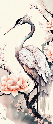 Blackout roller blind for window Heron in flowers