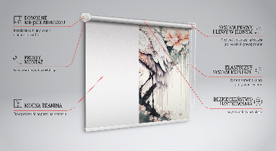 Blackout roller blind for window Heron in flowers