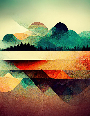Blackout roller blind for window Abstract mountains