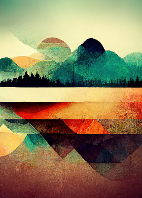 Blackout roller blind for window Abstract mountains