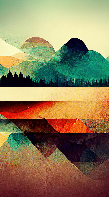 Blackout roller blind for window Abstract mountains