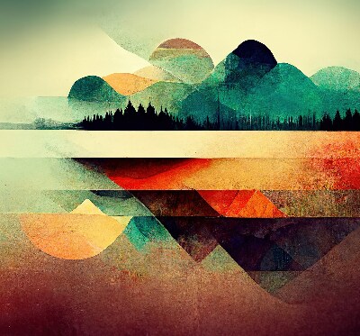 Blackout roller blind for window Abstract mountains