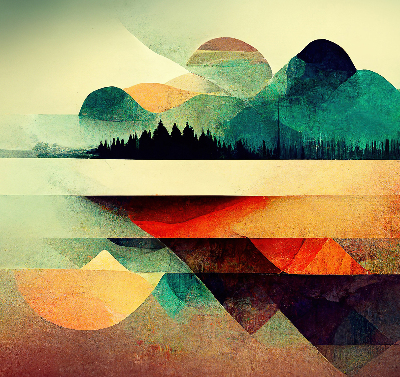 Blackout roller blind for window Abstract mountains