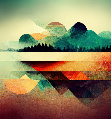 Blackout roller blind for window Abstract mountains