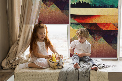 Blackout roller blind for window Abstract mountains