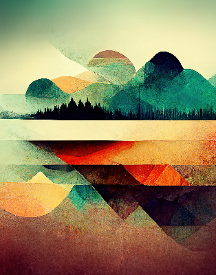 Blackout roller blind for window Abstract mountains