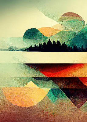 Blackout roller blind for window Abstract mountains