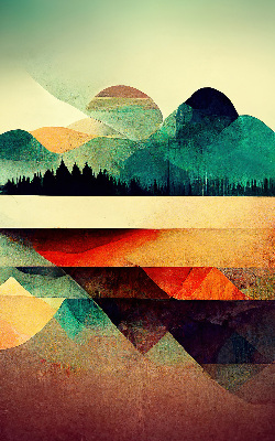 Blackout roller blind for window Abstract mountains
