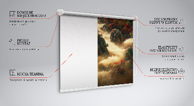 Fabric roller blind for window View from the top