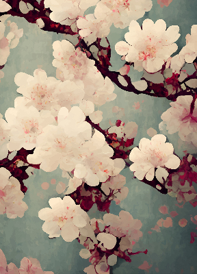 Blackout roller blind Cherry blossom