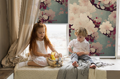 Blackout roller blind Cherry blossom