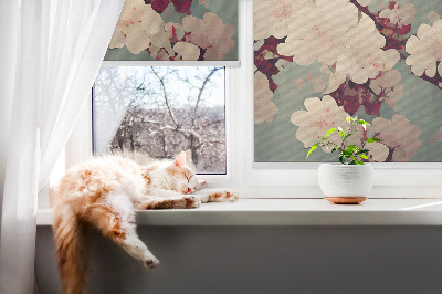 Blackout roller blind Cherry blossom