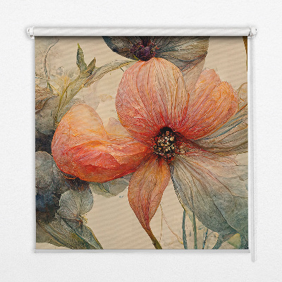 Fabric roller blind for window Flower