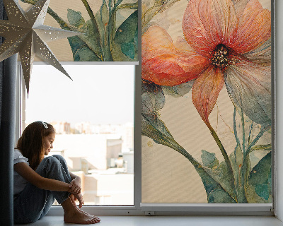 Fabric roller blind for window Flower