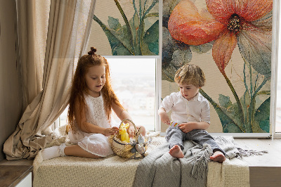 Fabric roller blind for window Flower
