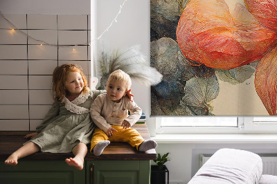 Fabric roller blind for window Flower