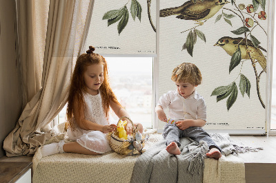 Blackout roller blind Birds on a tree