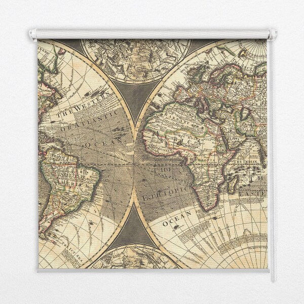 Blackout roller blind for window World map