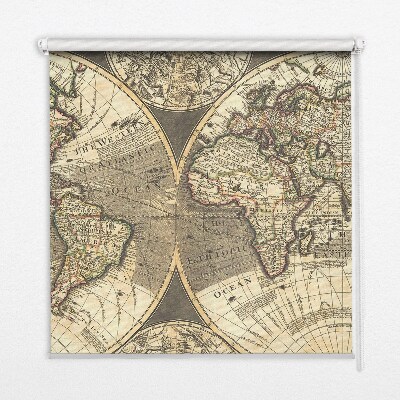 Blackout roller blind for window World map