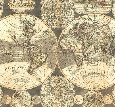 Blackout roller blind for window World map