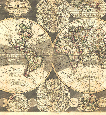 Blackout roller blind for window World map