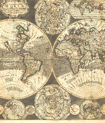 Blackout roller blind for window World map