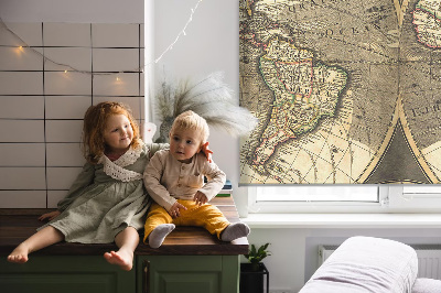 Blackout roller blind for window World map