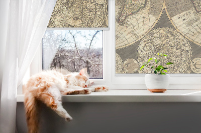 Blackout roller blind for window World map