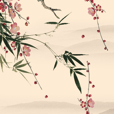 Blackout roller blind Cherry Blossom and Bird