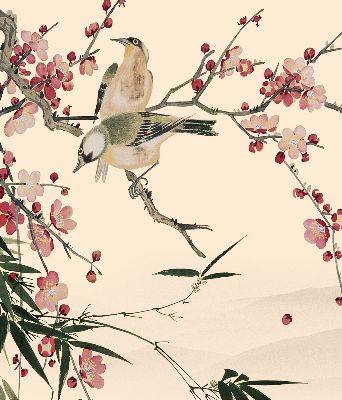 Blackout roller blind Cherry Blossom and Bird