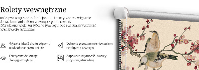 Blackout roller blind Cherry Blossom and Bird