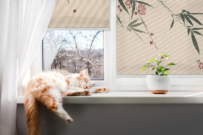 Blackout roller blind Cherry Blossom and Bird