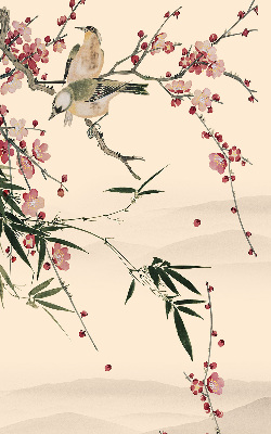 Blackout roller blind Cherry Blossom and Bird