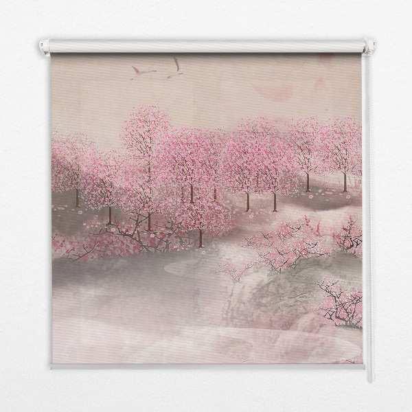 Blackout roller blind Cherry Blossom Garden
