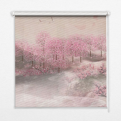 Blackout roller blind Cherry Blossom Garden