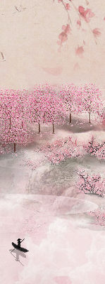 Blackout roller blind Cherry Blossom Garden