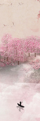 Blackout roller blind Cherry Blossom Garden