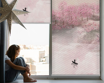 Blackout roller blind Cherry Blossom Garden