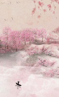 Blackout roller blind Cherry Blossom Garden