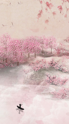 Blackout roller blind Cherry Blossom Garden
