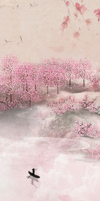 Blackout roller blind Cherry Blossom Garden