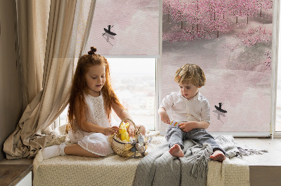 Blackout roller blind Cherry Blossom Garden