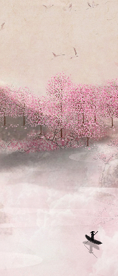 Blackout roller blind Cherry Blossom Garden