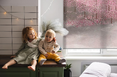 Blackout roller blind Cherry Blossom Garden