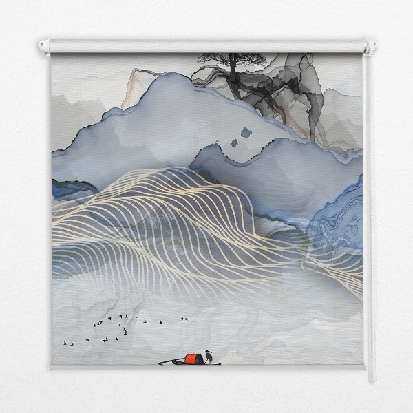 Blackout roller blind for window Blurry mountains