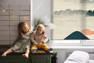 Fabric roller blind for window Painted Mountains