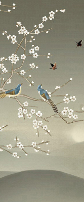 Blackout roller blind for window Birds on a branch
