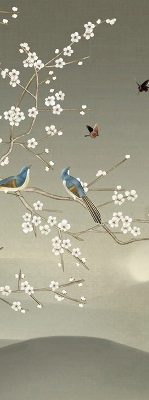 Blackout roller blind for window Birds on a branch